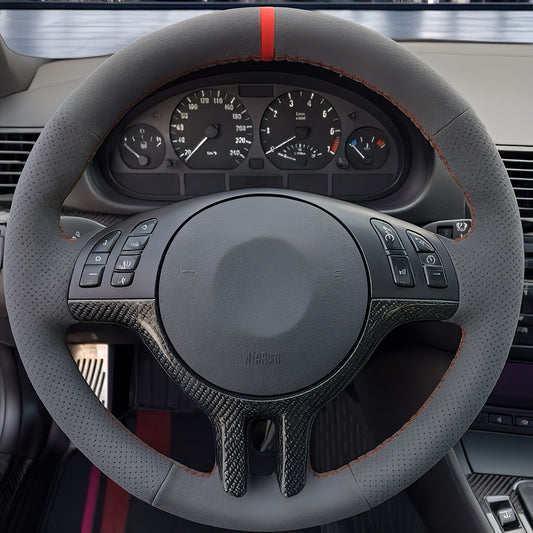 Performance Lenkradbezug - Alcantara perforiert + 12 Uhr Markierung rot - passend für BMW E46 E39