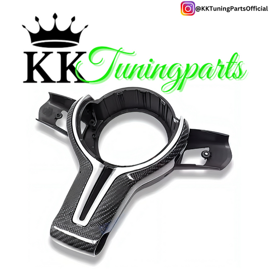 Performance Lenkradspange - Echt Carbon & Silber - passend für BMW F20 F21 F45 F22 F23 F46 F30 F31 F34 F32 F33 F36 F10 F11 F07 F12 F06 F13 X1 F48 X2 F39 X3 F25 X4 F26 X5 F15 X6 F16