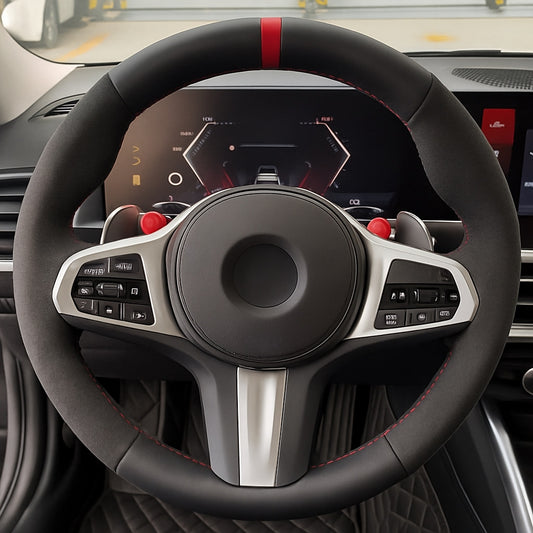 Performance Lenkradbezug - Leder mit Alcantara + 12 Uhr Markierung rot - passend für BMW G20 G21 G22 G23 G26 G30 G31 G32 G11 G12 G14 G15 G16 G01 G02 G05 G06 G07 X3 X4 X5 X6