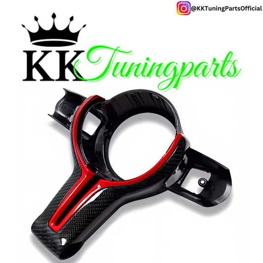 Performance Lenkradspange - Echt Carbon & Rot - passend für BMW F20 F21 F45 F22 F23 F46 F30 F31 F34 F32 F33 F36 F10 F11 F07 F12 F06 F13 X1 F48 X2 F39 X3 F25 X4 F26 X5 F15 X6 F16