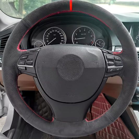 Performance Lenkradbezug - Alcantara perforiert + 12 Uhr Markierung rot - passend für BMW F20 F21 F45 F22 F23 F46 F30 F31 F34 F32 F33 F36 F10 F11 F07 F12 F06 F13 X1 F48 X2 F39 X3 F25 X4 F26 X5 F15 X6 F16