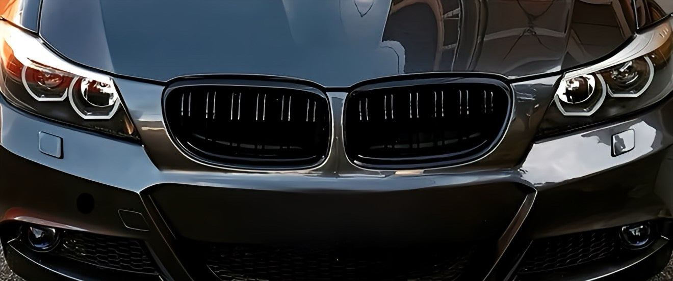 Performance Kühlergrill / Nieren - Schwarz Hochglanz / Doppelsteg - passend für BMW E90 E91 Limousine Touring LCI Facelift