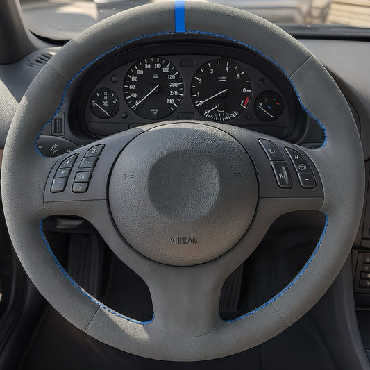 Performance Lenkradbezug - Alcantara + 12 Uhr Markierung blau - passend für BMW E46 E39