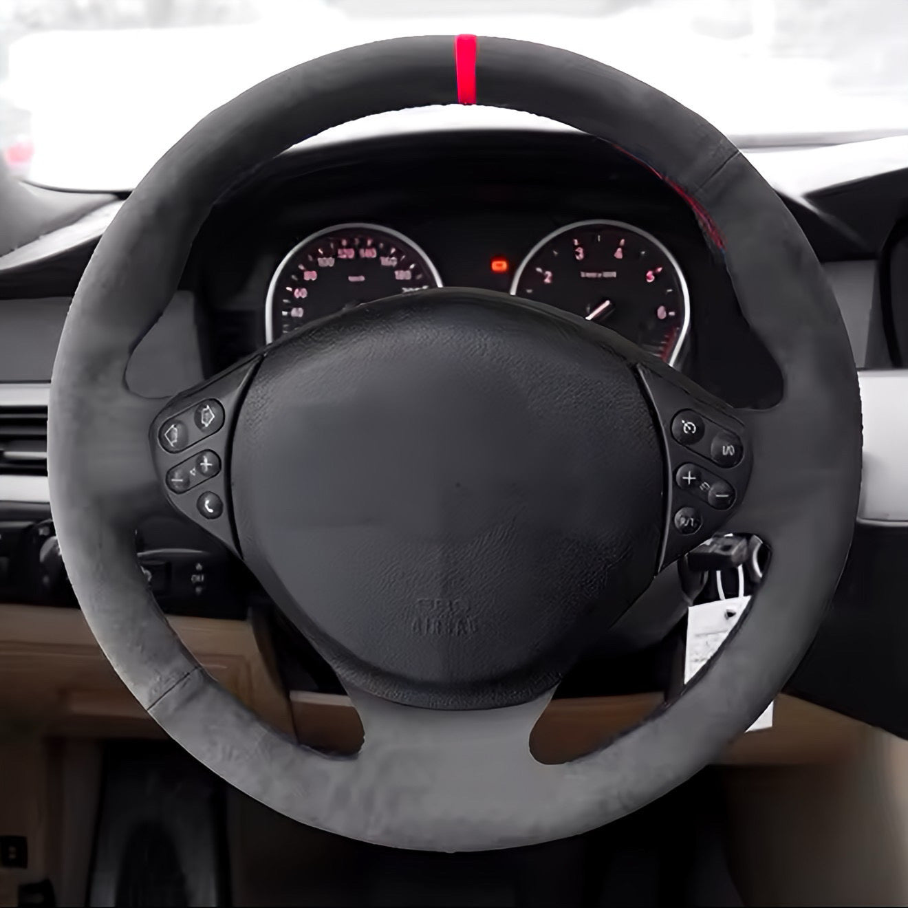 Performance Lenkradbezug - Alcantara + 12 Uhr Markierung rot - passend für BMW E36 E39