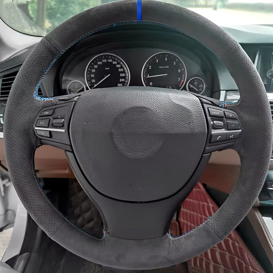 Performance Lenkradbezug - Alcantara perforiert + 12 Uhr Markierung blau - passend für BMW F20 F21 F45 F22 F23 F46 F30 F31 F34 F32 F33 F36 F10 F11 F07 F12 F06 F13 X1 F48 X2 F39 X3 F25 X4 F26 X5 F15 X6 F16
