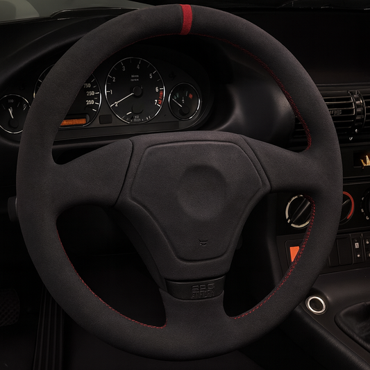 Performance Lenkradbezug - Alcantara + 12 Uhr Markierung rot - passend für BMW E46 E39 E36