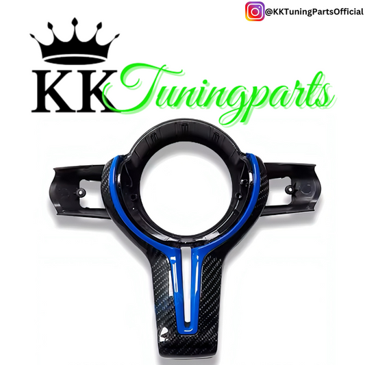 Performance Lenkradspange - Echt Carbon & Dunkelblau - passend für BMW F20 F21 F45 F22 F23 F46 F30 F31 F34 F32 F33 F36 F10 F11 F07 F12 F06 F13 X1 F48 X2 F39 X3 F25 X4 F26 X5 F15 X6 F16