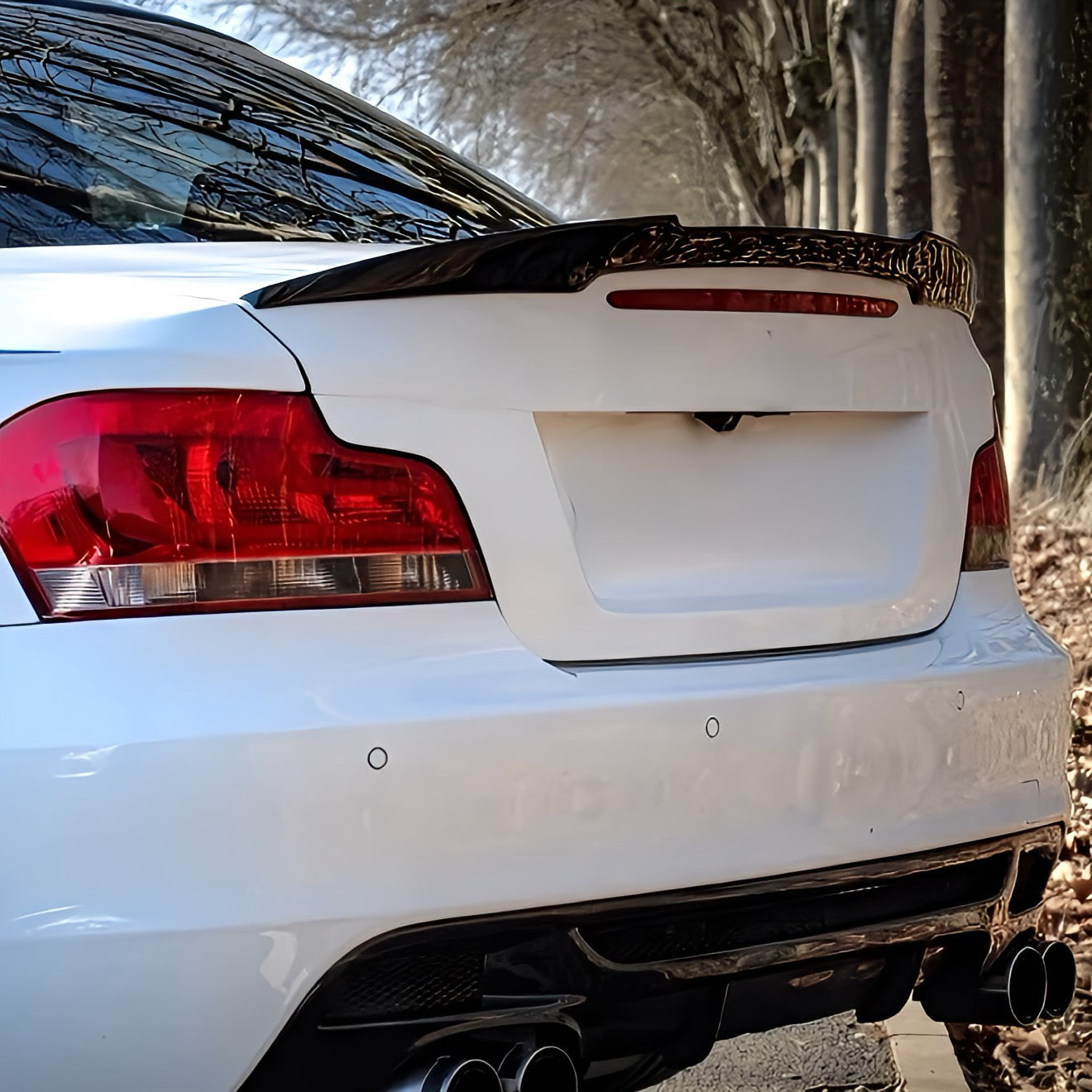 Performance Spoiler passend für BMW E82 E88 - Schwarz Hochglanz Coupé Cabrio