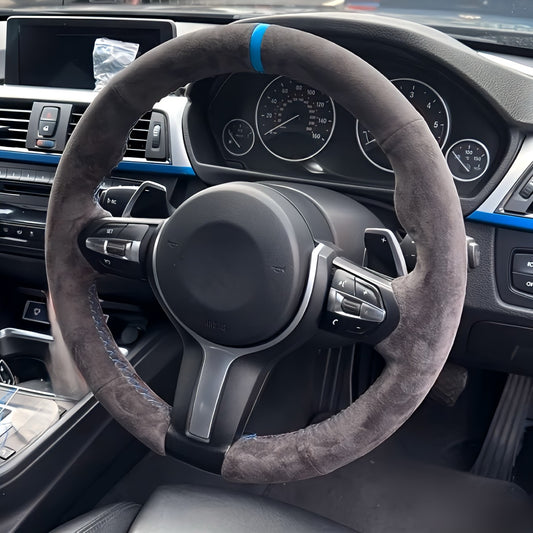 Performance Lenkradbezug - Alcantara + 12 Uhr Markierung blau - BMW passend für F20 F21 F45 F22 F23 F46 F30 F31 F34 F32 F33 F36 F10 F11 F07 F12 F06 F13 X1 F48 X2 F39 X3 F25 X4 F26 X5 F15 X6 F16