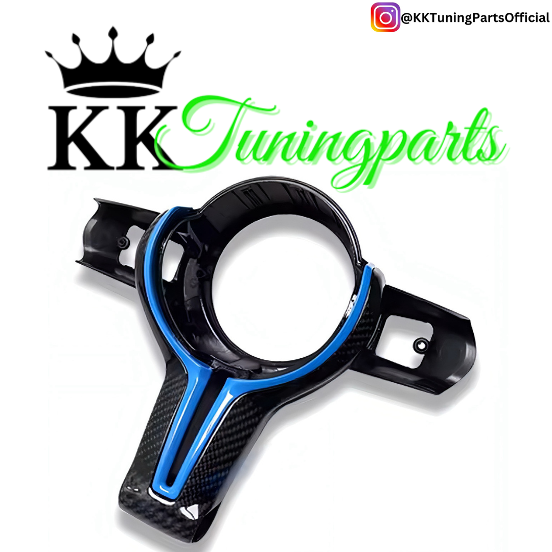 Performance Lenkradspange - Echt Carbon & Babyblau - passend für BMW F20 F21 F45 F22 F23 F46 F30 F31 F34 F32 F33 F36 F10 F11 F07 F12 F06 F13 X1 F48 X2 F39 X3 F25 X4 F26 X5 F15 X6 F16