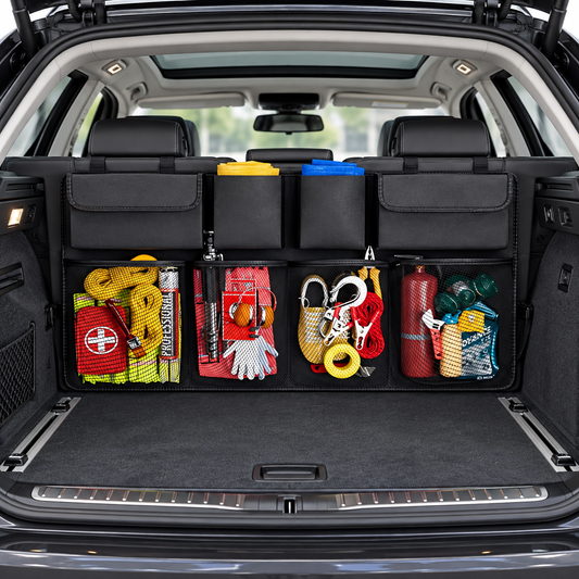Großer Kofferraum Organizer Rücksitz passend für BMW E46 E60 E61 E82 E87 E90 E91 F20 F30 F31 F10 F11 G20 G21 G30 G31 X1 X3 X5 – Schwarz