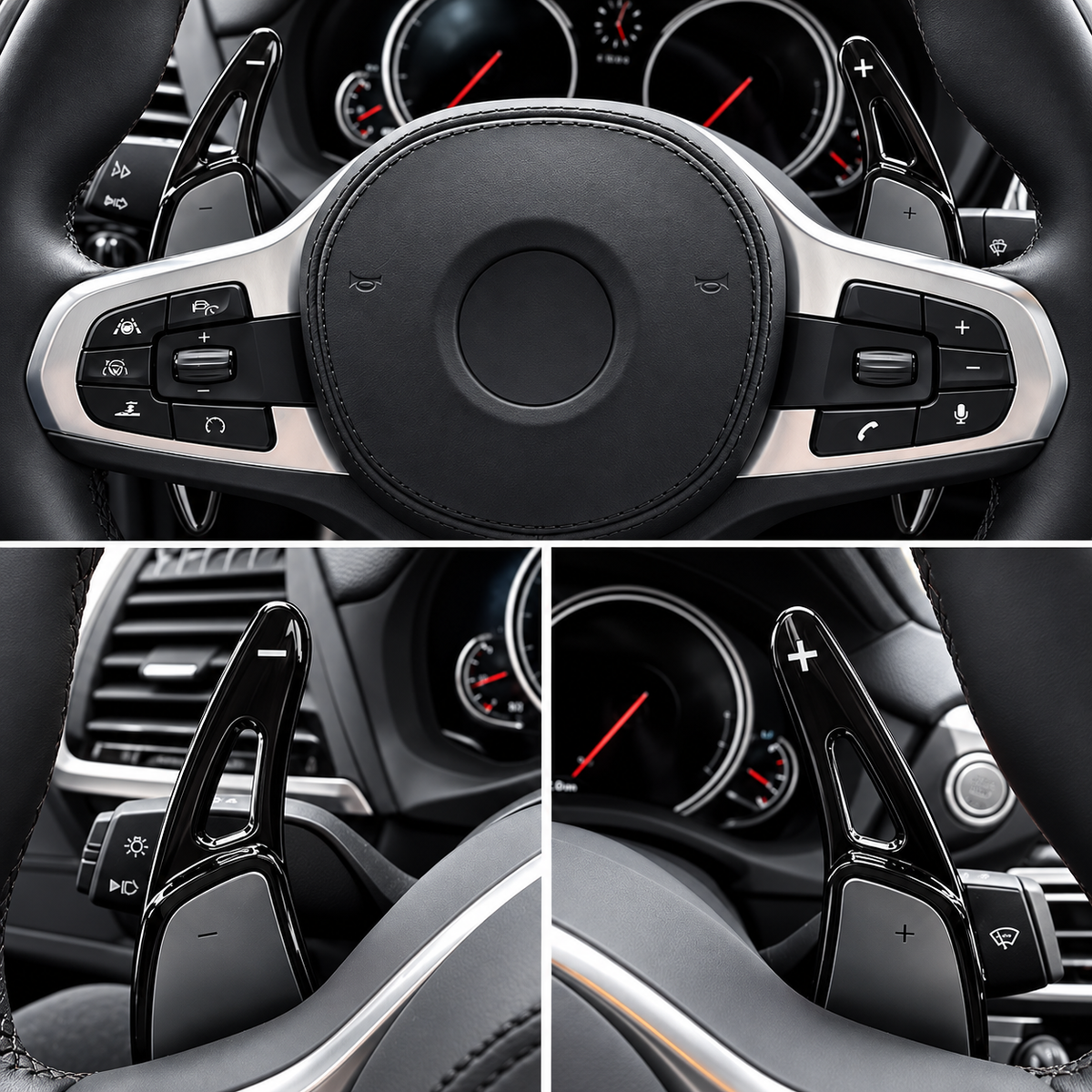 Performance Schaltwippen / Paddles passend für BMW F40 F44 G20 G21 G80 G81 G22 G23 G26 G82 G83 G30 G31 F90 G11 G12 G14 G15 G16 F91 F92 F93 G01 G02 G05 G06 G07 G29 - Schwarz