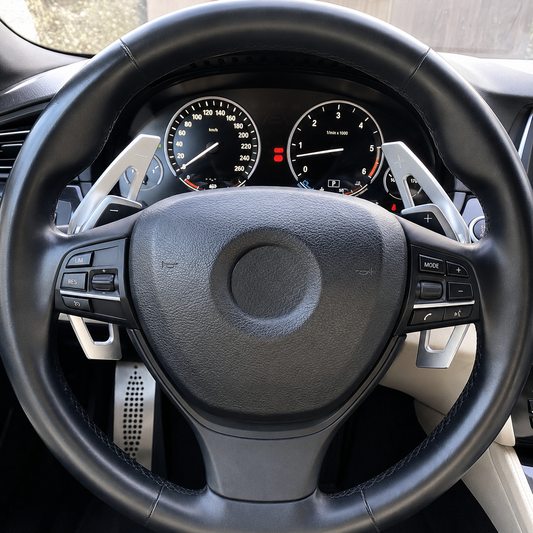 Performance Alu Schaltwippen / Paddles passend für BMW F20 F21 F22 F23 F45 F46 F30 F31 F34 F32 F33 F36 F10 F11 F07 F06 F12 F13 F01 F02 F48 F39 F25 F26 F15 F16 - Silber