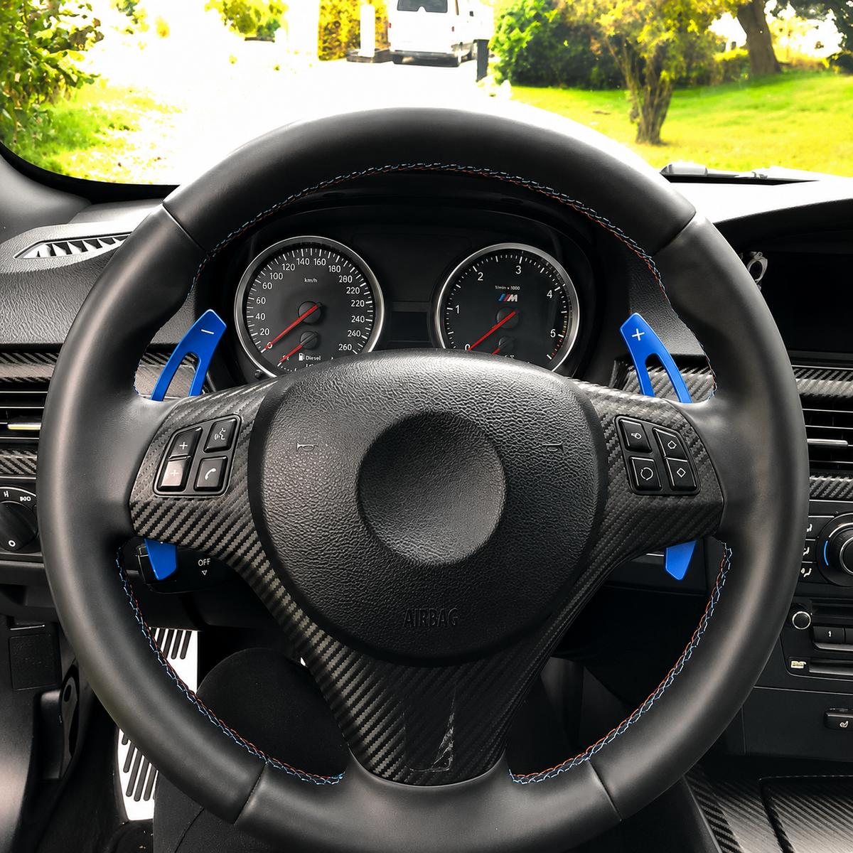 Performance Alu Schaltwippen / Paddles passend für BMW E82 E88 E90 E91 E92 E93 M3 E70 E71 LCI - Blau