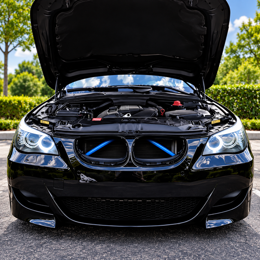Nieren Kühlergrill Streben Cover passend für BMW E90 E91 E92 E93 E60 E61 E63 E64 F10 F11 F18 F01 F02 F48 F39 F45 F46 – Blau