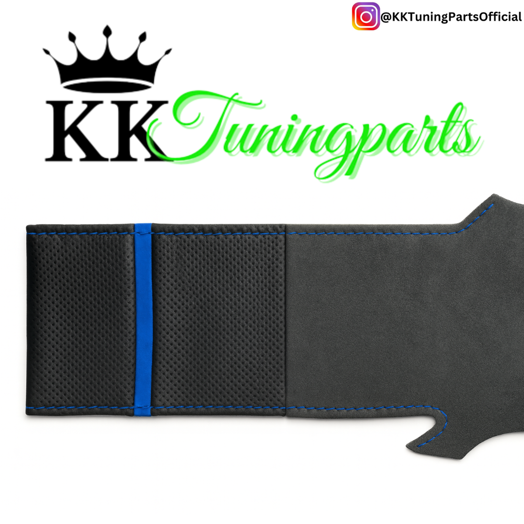 Performance Lenkradbezug - Alcantara + perforiertes Leder + 12 Uhr Markierung blau - passend für BMW E46 E39
