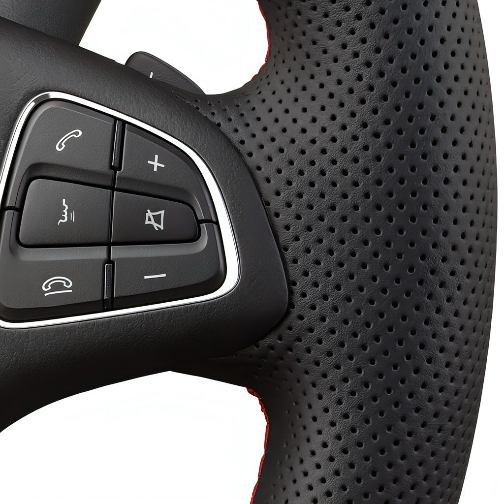 Performance Lenkradbezug passend für BMW E36 E46 E39 E38 E31 E83 E53 Z3 – Leder blau/rote Naht