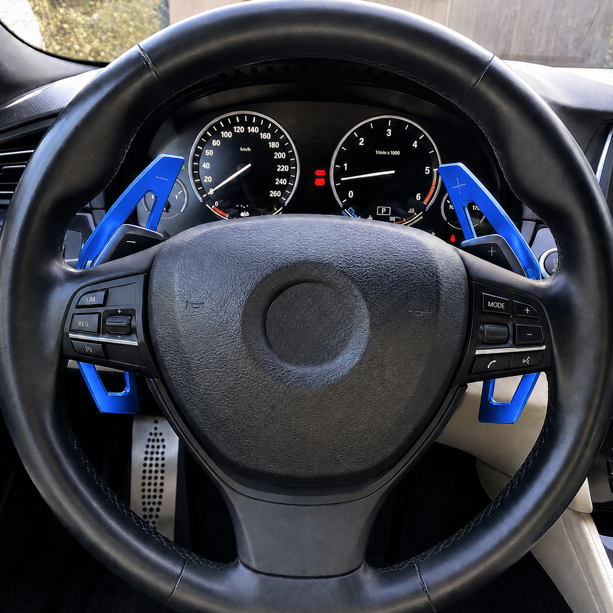 Performance Alu Schaltwippen / Paddles passend für BMW F20 F21 F22 F23 F45 F46 F30 F31 F34 F32 F33 F36 F10 F11 F07 F06 F12 F13 F01 F02 F48 F39 F25 F26 F15 F16 - Blau