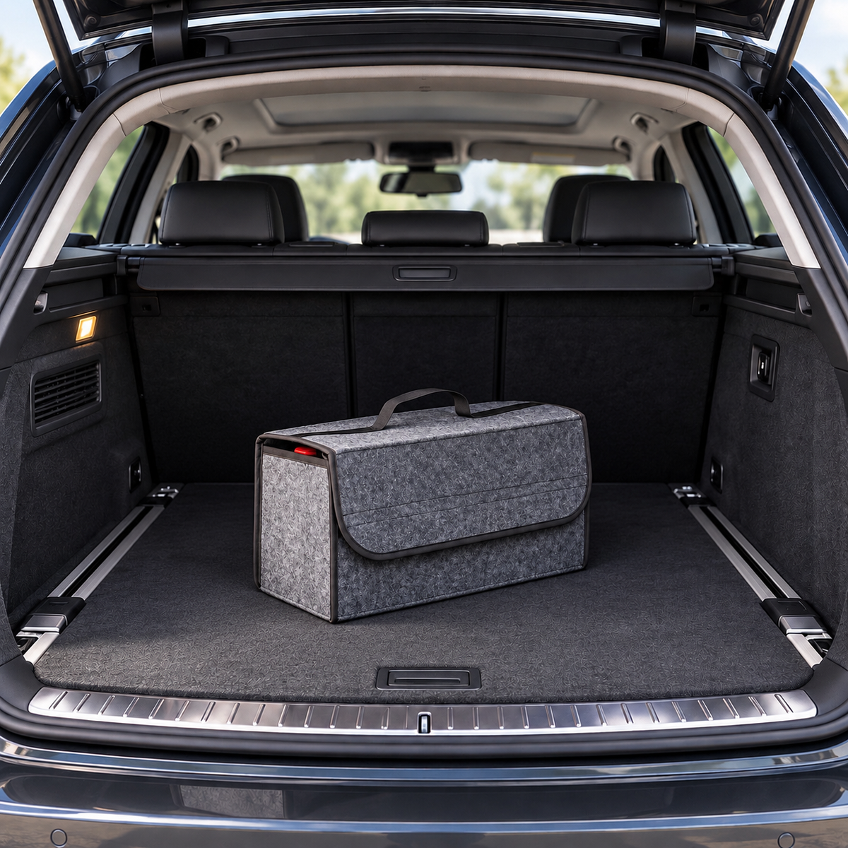 Kofferraumtasche Organizer passend für BMW E46 E60 E61 E82 E87 E90 E91 F20 F30 F31 F10 F11 G20 G21 G30 G31 X1 X3 X5 – Grau