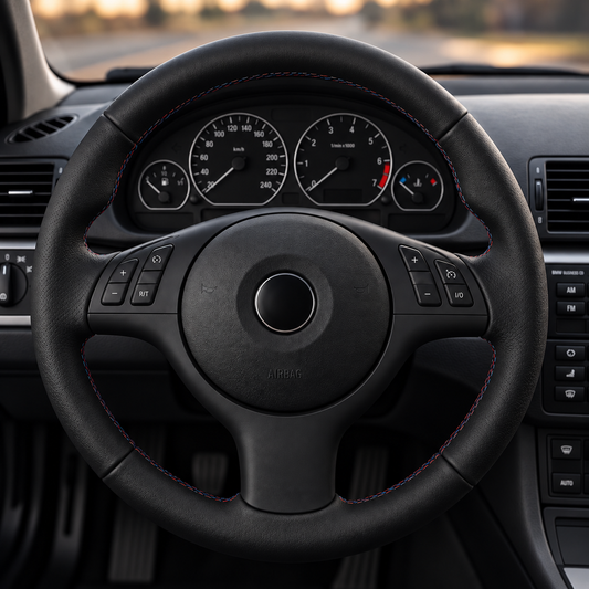 Performance Lenkradbezug passend für BMW E46 E39 E83 E53 Z3 – Leder rot/blau