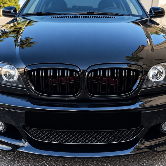Performance Kühlernieren passend für BMW E46 Coupé Cabrio LCI – Schwarz Hochglanz
