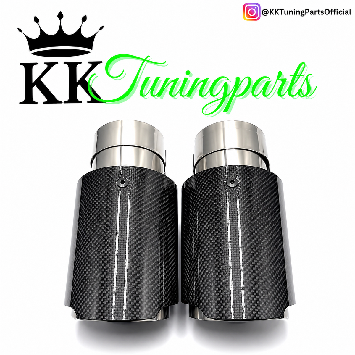 Echt Carbon Auspuffblenden 61/101 mm – Silber - passend für 330i 335i BMW E30 E36 E39 E46 E60 E90 E92 E82 E88 F10 F30