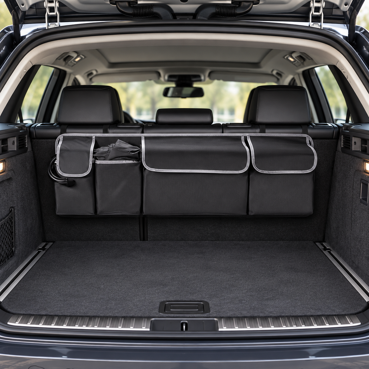 Rücksitz Organizer Kofferraum passend für BMW E46 E60 E61 E82 E87 E90 E91 F20 F30 F31 F10 F11 G20 G21 G30 G31 X1 X3 X5 – Schwarz