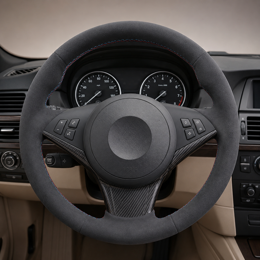 Performance Lenkradbezug passend für BMW E60 E61 E63 E64 – Alcantara – blau/rote Naht