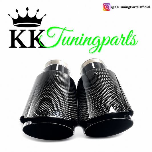 Echt Carbon Auspuffblenden 61/101 mm – Schwarz - passend für 330i 335i BMW E30 E36 E39 E46 E60 E90 E92 E82 E88 F10 F30