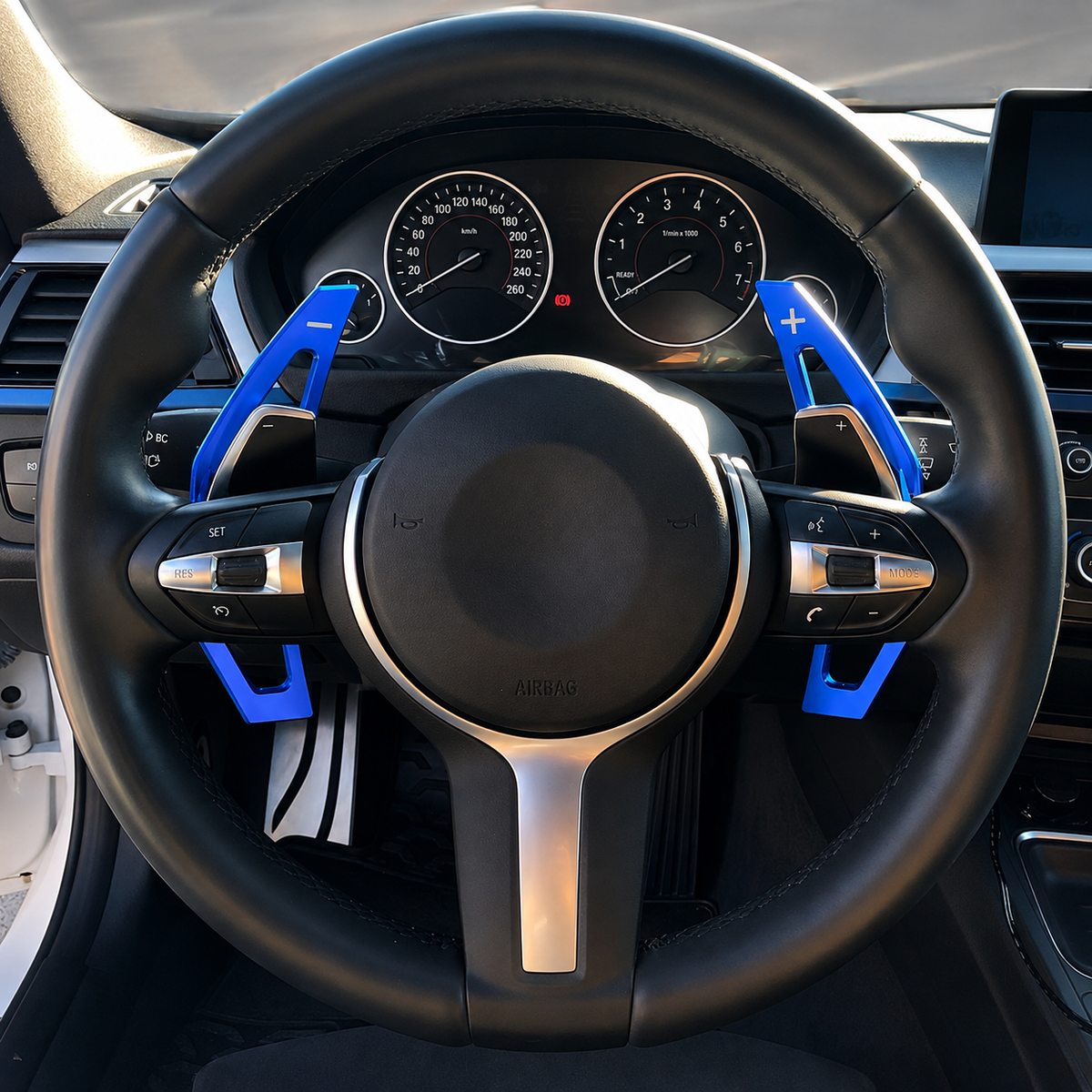 Performance Alu Schaltwippen / Paddles passend für BMW F20 F21 F22 F23 F30 F31 F32 F33 M2 F87 M3 F80 M4 F82 F83 X5 F15 X6 F16 i8 I12 - Blau