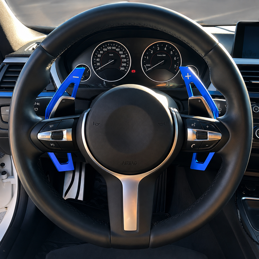 Performance Alu Schaltwippen / Paddles passend für BMW F20 F21 F22 F23 F30 F31 F32 F33 M2 F87 M3 F80 M4 F82 F83 X5 F15 X6 F16 i8 I12 - Blau