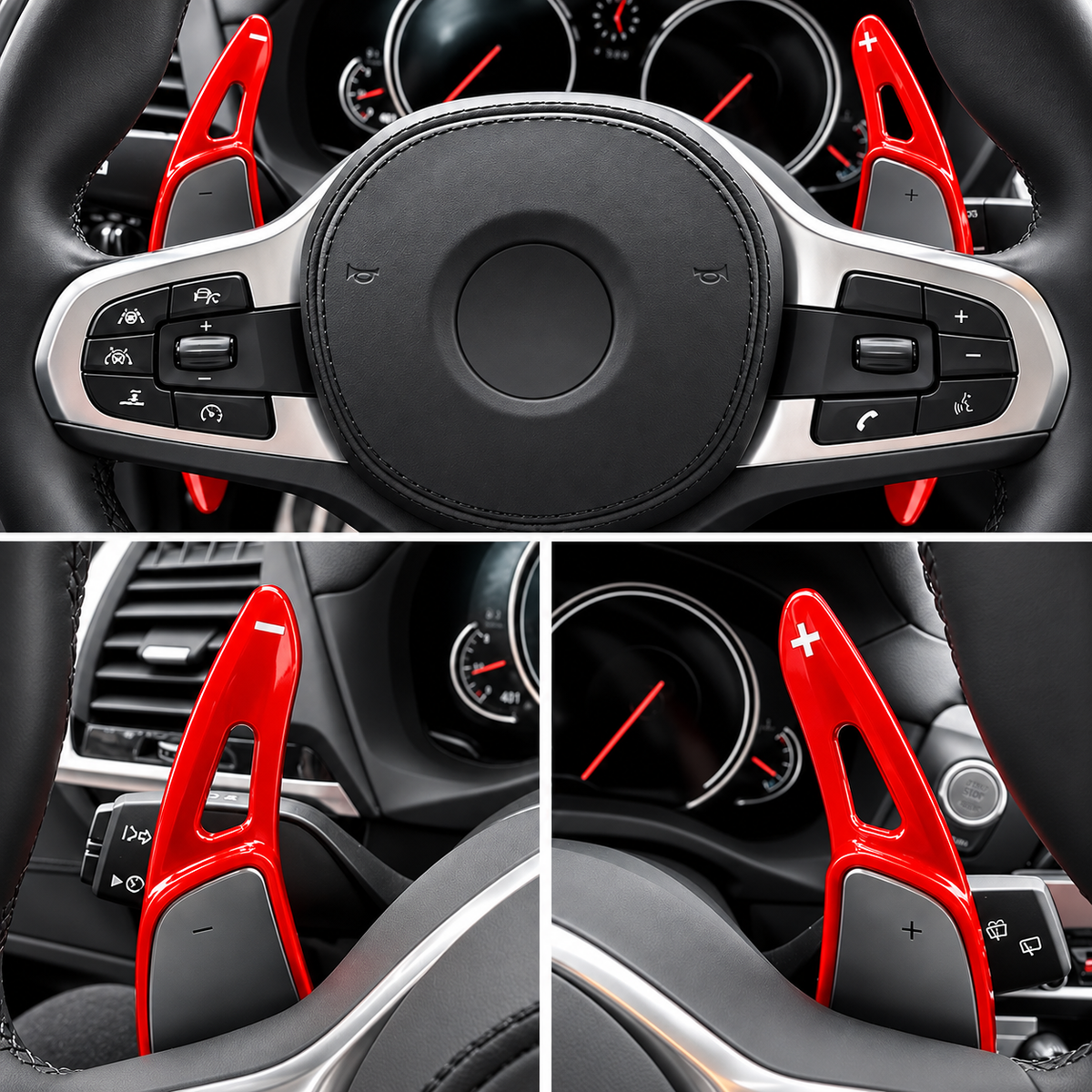 Performance Schaltwippen / Paddles passend für BMW F40 F44 G20 G21 G80 G81 G22 G23 G26 G82 G83 G30 G31 F90 G11 G12 G14 G15 G16 F91 F92 F93 G01 G02 G05 G06 G07 G29 - Rot