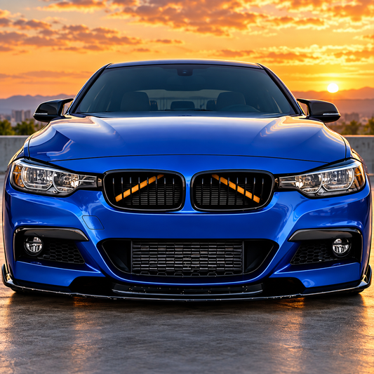 Nieren Kühlergrill Streben Cover passend für BMW E90 E91 E92 E93 E60 E61 E63 E64 F10 F11 F18 F01 F02 F48 F39 F45 F46 – Gelb
