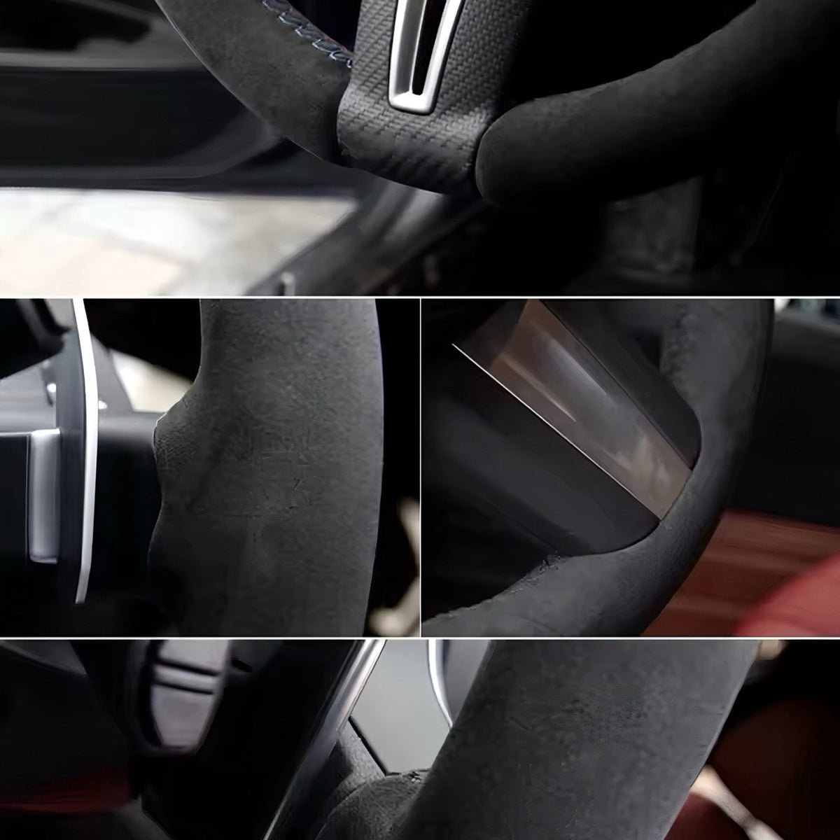 Performance Lenkradbezug passend für BMW E81 E82 E87 E88 E90 E91 E92 E93 E84 – Alcantara blaue 12-Uhr-Markierung