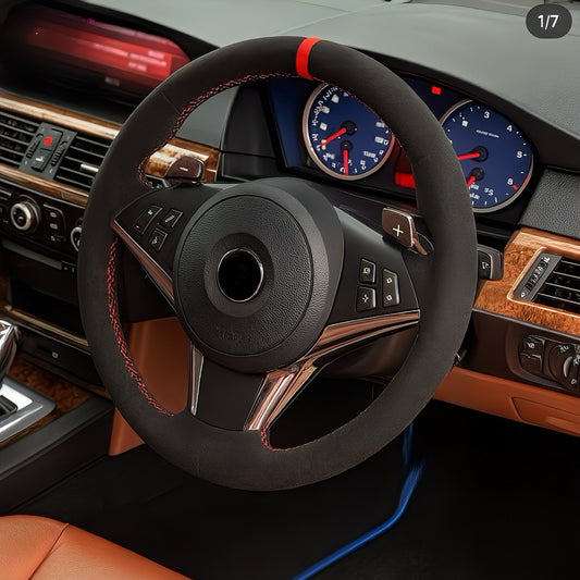 Performance Lenkradbezug - Alcantara + 12 Uhr Markierung rot - passend für BMW E60 E61 E62 E63 E64