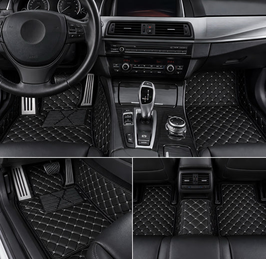 Performance Luxus Teppiche / Fußmatten passend für BMW F10 F11 F07 5er – Weiße Nähte