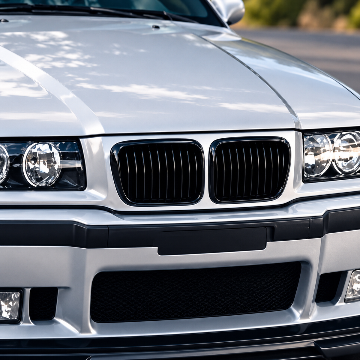 Performance Kühlergrill / Nieren - Schwarz Hochglanz - Facelift passend für BMW E36 Coupé Cabrio Limousine Touring