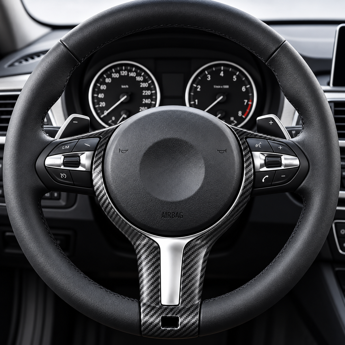 Lenkradspangen-Cover passend für BMW F20 F21 F22 F23 F30 F31 F34 F35 F32 F33 F36 F45 F46 F48 F39 F25 F26 – Carbonoptik